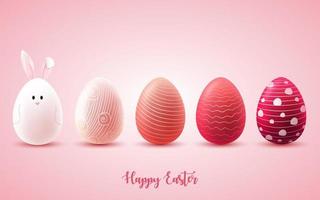 Funny Easter eggs on bright pink background vector