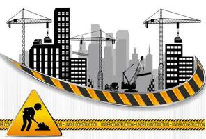 Construction sites with buildings and cranes vector