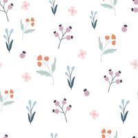 Floral seamless pattern. Creative blooming texture. Wildflowers background. Great for fabric, textile, scrapbooking. Vector cartoon illustration