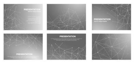 Silver gradient slide with minimal plexus line design. Geometric corporate presentation vector