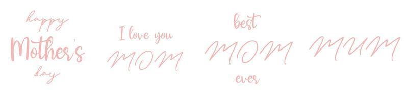 Happy Mothers day lettering set for sublimation print, scrapbooking projects, card making and website banner vector