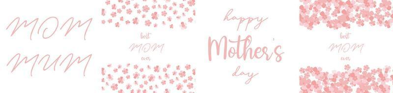 Happy Mothers day graphic set for spring card or poster design. Elemetns for scrapbooking project with pink flowers vector