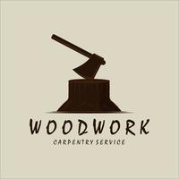 ax or lumberjack carpentry logo vintage vector illustration template icon graphic design