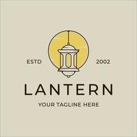 linterna logo línea vintage vector ilustración plantilla icono diseño gráfico. signo o símbolo de lámpara de calle con estilo de tipografía retro de insignia