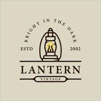 lantern logo line vintage vector illustration template icon graphic design. traditional street lamp sign or symbol for camper with badge retro typography style