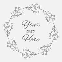 Vector illustration of hand drawn wreath. Cute doodle floral frame design