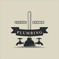 plumbing logo vintage vector illustration template design.plumber logo for company concept emblem icon logo design
