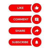 Like, Comment, Share and Subscribe Button. Icon Set Collection in Bar Shape