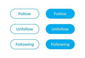 Follow, Unfollow, and Following Button Icon in Flat Style vector