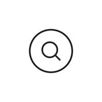 Search, Magnifying Glass Icon Vector in Circle Line
