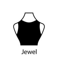 Jewel of Fashion Neckline Type for Women Blouse, Dress Silhouette Icon. Black T-Shirt, Crop Top on Dummy. Trendy Ladies Jewel Type of Neckline. Isolated Vector Illustration.