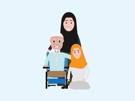 Muslim family cartoon image Islamic attire vector