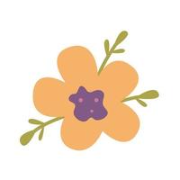 Orange flower, decorative element, vector illustration in flat style