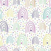 Seamless pattern with rainbow on white background. Vector illustrations