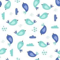 Seamless pattern with hand drawn birds. Kids print. Vector illustrations