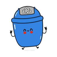 Cute funny trash can character. Vector hand drawn cartoon kawaii character illustration icon. Isolated on white background. Trash can character concept