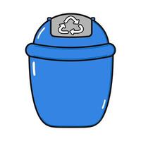 Cute funny trash can character. Vector hand drawn cartoon kawaii character illustration icon. Isolated on white background. Trash can character concept