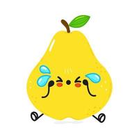 Cute sad pear character. Vector hand drawn cartoon kawaii character illustration icon. Isolated on white background. Sad pear character concept