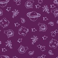 Space, galaxy, cosmos seamless pattern print design with stars, moon, planets, comet. design for fashion fabrics, textile graphics, prints. vector