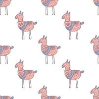 Childish seamless pattern with cute llama in scandinavian style. Creative vector childish background for fabric, textile