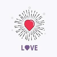 Heart shape with sunburst design vector illustration