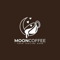 logotipo de café y luna con plantilla de amor vector