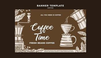 Vintage hand drawn coffee template banner vector