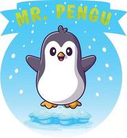 Mr. Penguin T-shirt design, EPS , Cute penguin icon in flat style. Cold winter symbol. Antarctic bird, animal illustration