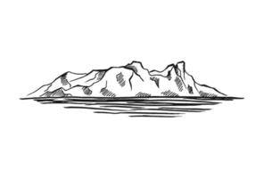 Arctic landscape. Icy mounts, Iceberg. Hand drawn illustration converted to vector. vector