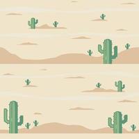 Vector seamless pattern of desert with cactus