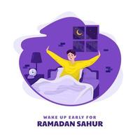 diseño plano despierta temprano para el concepto ramadan sahur vector