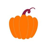 Vector simple pumpkin. A flat illustration on a white isolated background.