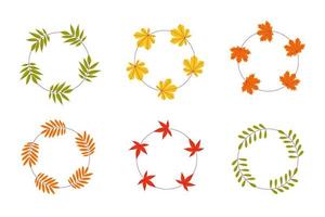 A set of vector frames made of autumn leaves on a white isolated background