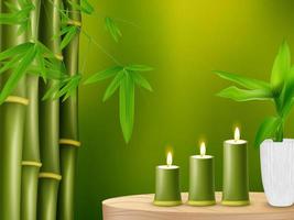 fondo de spa con bambú y velas vector