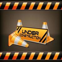 Under construction barrier with road cones vector