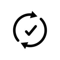 Circle and arrow icon with check mark. line icon style. suitable for done icon, completed. simple design editable. Design template vector
