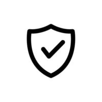 Shield icon with check mark. line icon style. suitable for security icon, done. simple design editable. Design template vector