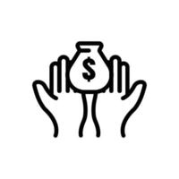 Hand icon with money bag. line icon style. suitable for money symbol, business. simple design editable. Design template vector