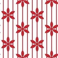 Red flower on line stripe seamless pattern on whitebackground vector
