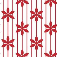 Red flower on line stripe seamless pattern on whitebackground vector