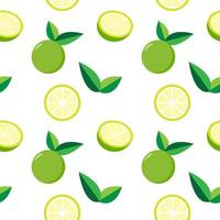 Green lemon in seamless pattern on white background vector