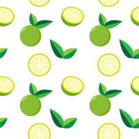 Green lemon in seamless pattern on white background vector