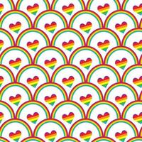 Heart on wave seamless pattern in rainbow colors. vector