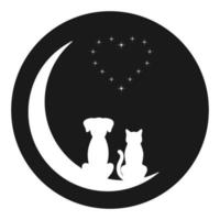 Dog and cat on the moon with stars vector