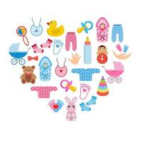 Set of children's clothes and toys vector