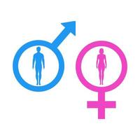 Male and female, pink and blue set of gender symbols vector