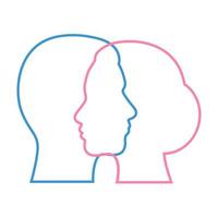 Contour silhouette of the head of a man and a woman vector