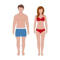 siluetas de hombre y mujer en traje de playa vector
