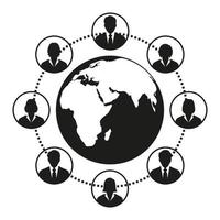 Concept of networking between many people from all over the world. vector