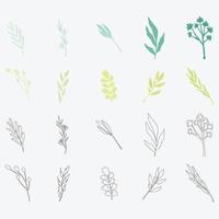 Rustic Plant Ornament Collection Set vector